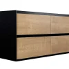 Móvel De Casa De Banho Suspenso Com Lavatório Embutido Cor Natural Clara E Preto 120 Cm - Lannick
