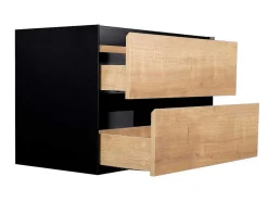 Móvel De Casa De Banho Suspenso Com Lavatório Embutido Cor Clara E Preto 80 Cm - Lannick