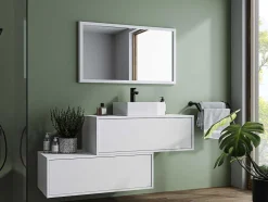 Móvel De Casa De Banho Suspenso Branco Com Lavatório Individual E Duas Gavetas 94 Cm - Teana Ii