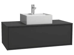 Móvel De Casa De Banho Suspenso Cinza Antracite Com Lavatório Individual 94 Cm - Teana Ii