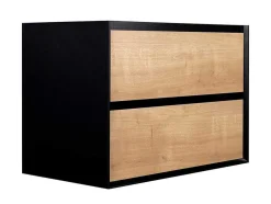 Móvel De Casa De Banho Suspenso Com Lavatório Embutido Cor Clara E Preto 80 Cm - Lannick
