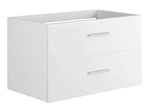 Móvel De Casa De Banho Suspenso Lavatório Individual Com Coluna De Arrumação Branco 80 Cm - Kayla