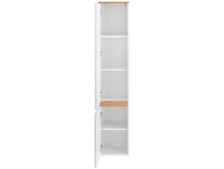 Móvel De Casa De Banho Suspenso Cor Madeira E Branco Com Lavatório Individual, Coluna E Armário De Casa De Banho 94 Cm - Anida