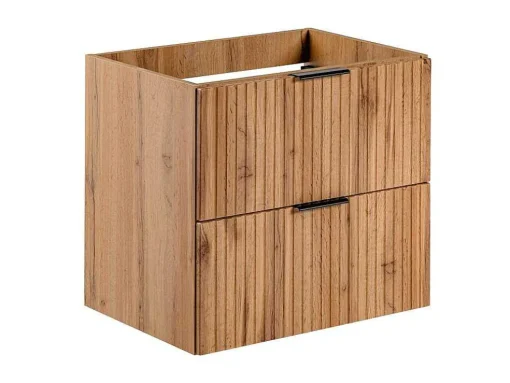 Móvel De Casa De Banho Suspenso Estriado Com Lavatório Embutido, Natural Claro, L60 Cm - Zevara