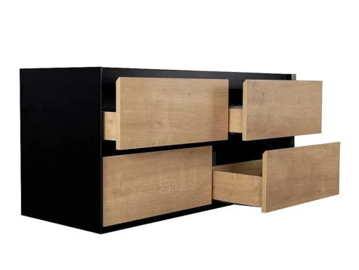 Móvel De Casa De Banho Suspenso Com Lavatório Embutido Cor Natural Clara E Preto 120 Cm - Lannick