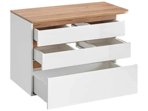 Móvel De Casa De Banho Suspenso Cor Madeira E Branco Com Lavatório Individual, Coluna E Armário De Casa De Banho 94 Cm - Anida