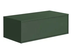 Móvel De Casa De Banho Suspenso Verde E Branco Lavatório Individual E Duas Gavetas 94 Cm - Teana Ii