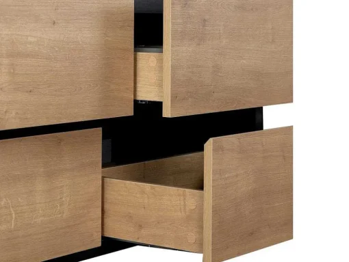 Móvel De Casa De Banho Suspenso Com Lavatório Embutido Cor Natural Clara E Preto 120 Cm - Lannick