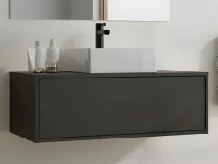 Móvel De Casa De Banho Suspenso Cinza Antracite Com Lavatório Individual 94 Cm - Teana Ii