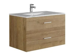 Móvel De Casa De Banho Suspenso Com Lavatório Individual, Cor Clara Natural, 80 Cm - Kayla