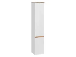 Móvel De Casa De Banho Suspenso Cor Madeira E Branco Com Lavatório Individual, Coluna E Armário De Casa De Banho 94 Cm - Anida