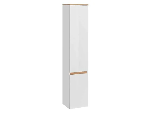 Móvel De Casa De Banho Suspenso Cor Madeira E Branco Com Lavatório Individual, Coluna E Armário De Casa De Banho 94 Cm - Anida