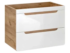 Móvel De Casa De Banho Suspenso Com Lavatório De Encastrar Cor Natural E Branca 80 Cm - Aruba