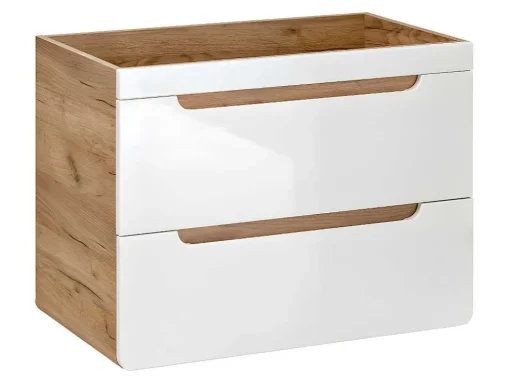 Móvel De Casa De Banho Suspenso Com Lavatório De Encastrar Cor Natural E Branca 80 Cm - Aruba