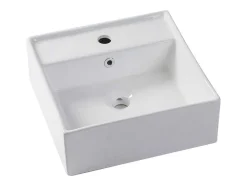 Móvel De Casa De Banho Suspenso Com Leds E Lavatório De Pousar, Branco E Preto Efeito Marmore C80 Cm - Pozega