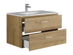 Móvel De Casa De Banho Suspenso Com Lavatório Individual, Cor Clara Natural, 80 Cm - Kayla
