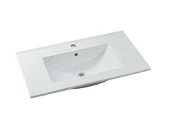 Móvel De Casa De Banho Suspenso Lavatório Individual Com Coluna De Arrumação Branco 80 Cm - Kayla