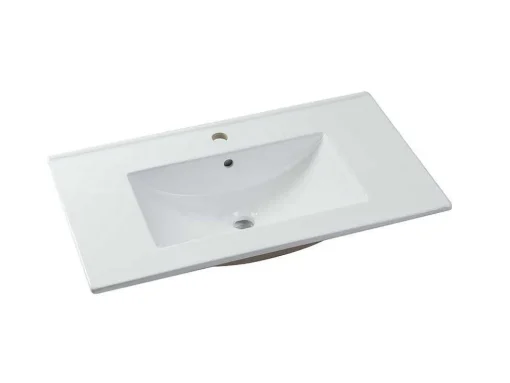 Móvel De Casa De Banho Suspenso Lavatório Individual Com Coluna De Arrumação Branco 80 Cm - Kayla