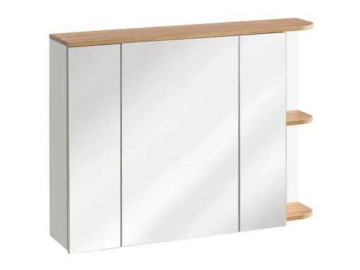 Móvel De Casa De Banho Suspenso Cor Madeira E Branco Com Lavatório Individual, Coluna E Armário De Casa De Banho 94 Cm - Anida