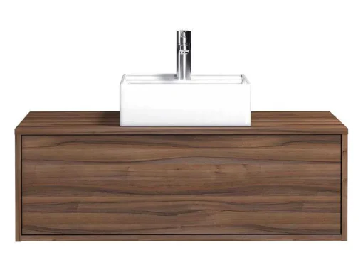 Móvel De Casa De Banho Suspenso Cor Natural Escura Com Lavatório Individual 94 Cm - Teana Ii