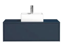 Móvel De Casa De Banho Suspenso Cor Azul-Escuro Com Lavatório Individual 94 Cm - Teana Ii