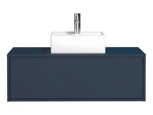 Móvel De Casa De Banho Suspenso Cor Azul-Escuro Com Lavatório Individual 94 Cm - Teana Ii