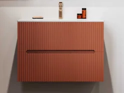 Móvel De Casa De Banho Suspenso Com Lavatório Embutido Terracota Listrada 80 Cm - Pavani
