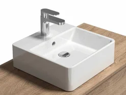 Móvel De Casa De Banho Suspenso Cor Natural Claro Com Lavatório Individual - Teana
