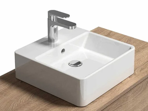 Móvel De Casa De Banho Suspenso Cor Natural Claro Com Lavatório Individual - Teana