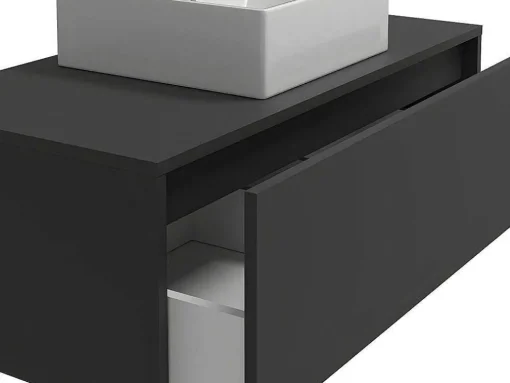 Móvel De Casa De Banho Suspenso Cinza Antracite Com Lavatório Individual 94 Cm - Teana Ii