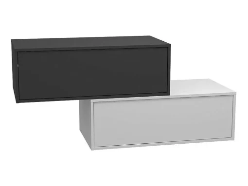 Móvel De Casa De Banho Suspenso Cinza Antracite E Branco Com Lavatório Individual E Duas Gavetas 94 Cm - Teana Ii
