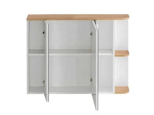Móvel De Casa De Banho Suspenso Cor Madeira E Branco Com Lavatório Individual, Coluna E Armário De Casa De Banho 94 Cm - Anida