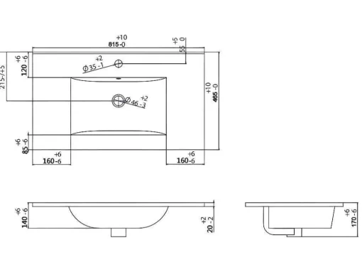 Móvel De Casa De Banho Suspenso Com Leds E Lavatório De Encastrar, Branco E Preto Efeito Marmore C80 Cm - Pozega