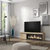 Móvel De Tv, 160, Para Televisores Ate 65", Lareira Electrica Xxl, Carvahlo