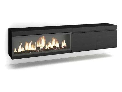 Móvel De Tv, 210, Para Televisores Ate 80", Lareira Electrica Xxl, Suspensos, Preto