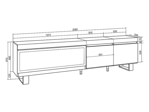 Móvel De Tv, 210, Para Televisores Ate 80", Lareira Electrica Xxl, Design Industrial, Cimento