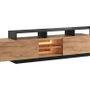 Móvel De Tv 2 Portas E 6 Nichos Com Leds Natural Claro E Antracite - Idesia