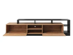 Móvel De Tv 2 Portas E 6 Nichos Com Leds Natural Claro E Antracite - Idesia