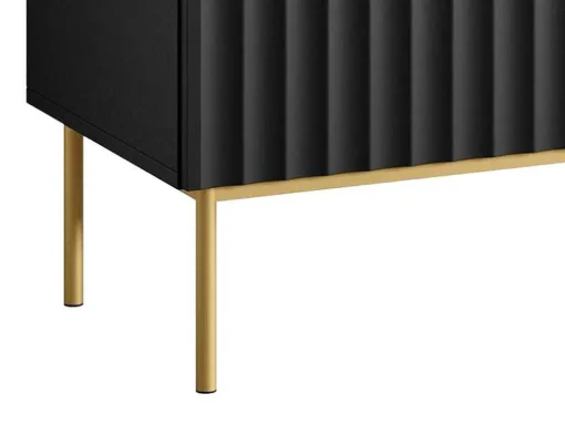 Móvel De Tv Com 2 Portas, 2 Gavetas E 2 Nichos Em Mdf E Aco Preto E Dourado - Evilana