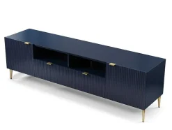 Móvel De Tv Com 2 Portas, 2 Portas E 2 Nichos Em Mdf E Aco, Azul E Durado - Yesinia
