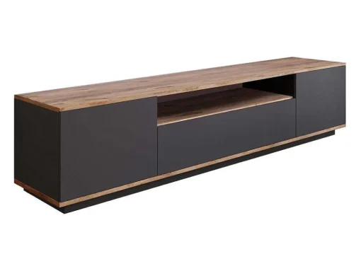 Móvel De Tv Com 3 Portas E 1 Nicho Antracite E Natural - Lotula