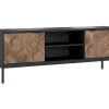 Móvel De Tv Com 2 Portas E 2 Nichos Preto E Natural Escuro - Mialine
