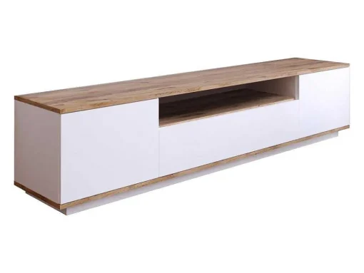 Móvel De Tv Com 3 Portas E 1 Nicho Branco E Natural - Lotula