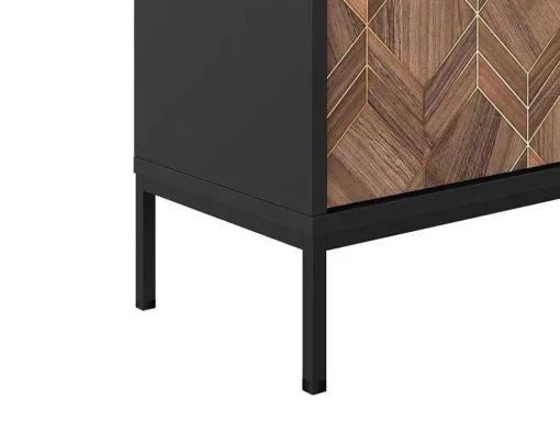 Móvel De Tv Com 2 Portas E 2 Nichos Preto E Natural Escuro - Mialine