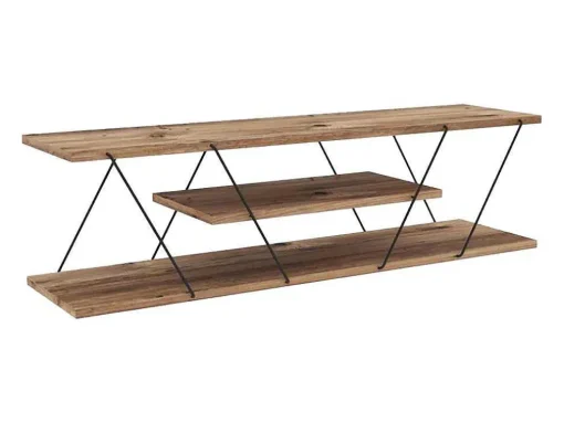 Móvel De Tv Com 2 Prateleiras Cor Natural E Preto - Delory
