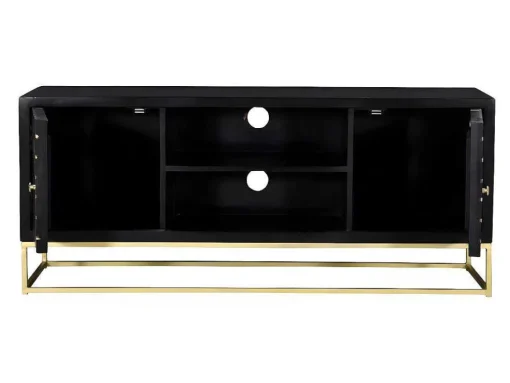 Móvel De Tv Prismin - 2 Portas E 2 Nichos - Mangueira E Metal - Preto