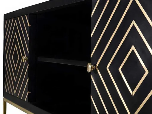 Móvel De Tv Prismin - 2 Portas E 2 Nichos - Mangueira E Metal - Preto
