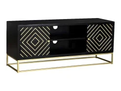 Móvel De Tv Prismin - 2 Portas E 2 Nichos - Mangueira E Metal - Preto