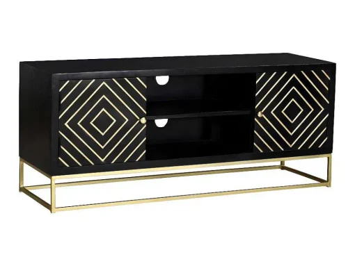 Móvel De Tv Prismin - 2 Portas E 2 Nichos - Mangueira E Metal - Preto