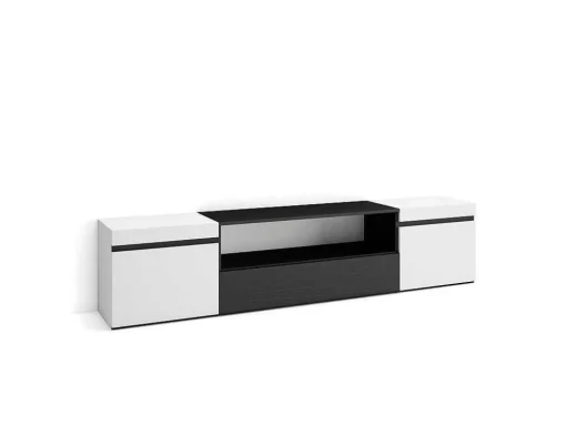Móvel De Tv, 200X45X35Cm, Para Televisores Ate 80", Estante Para Tv, Branco E Preto